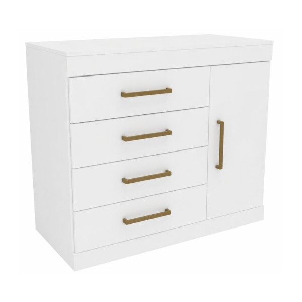 COMODA 4 CAJONES 1 PUERTA ROMENIA - BLANCA COMODA 4 CAJONES 1 PUERTA ROMENIA - BLANCA