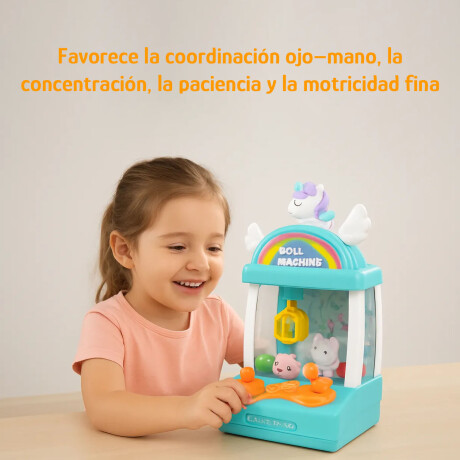 Máquina Atrapa Premios Infantil Con Luces Sonidos Unicornio Rosa