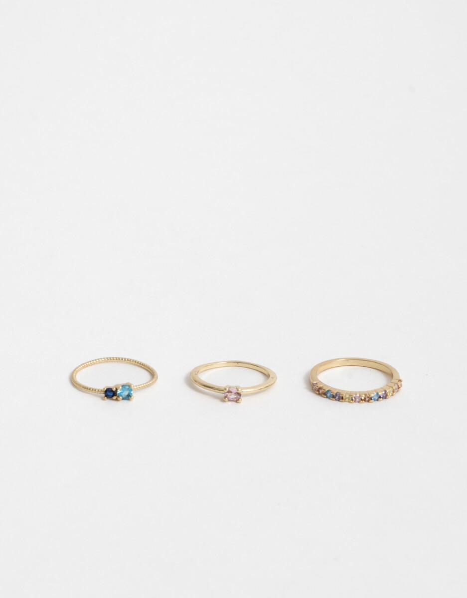 Set De Anillos Oro Zirconia 