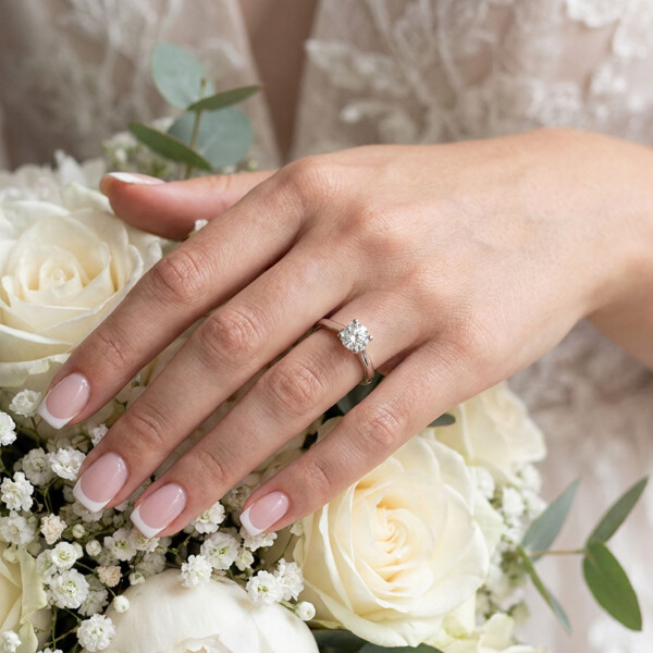 Anillo Novia Solitario de Oro Blanco 18k con Brillante. Anillo Novia Solitario de Oro Blanco 18k con Brillante.