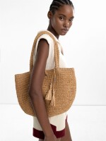 Bolso Tote De Efecto Rafia M natural