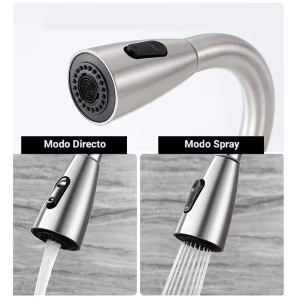 Grifería de Cocina Monocomando de mesada pico extraíble Murdock Satinado Grifería De Cocina Monocomando De Mesada Pico Extraíble Murdock Satinado