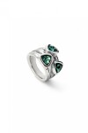 ANILLO EN ALEACIÓN DE METALES BAÑADO EN PLATA DE LEY CON TRES CRISTALES VERDES Anillo