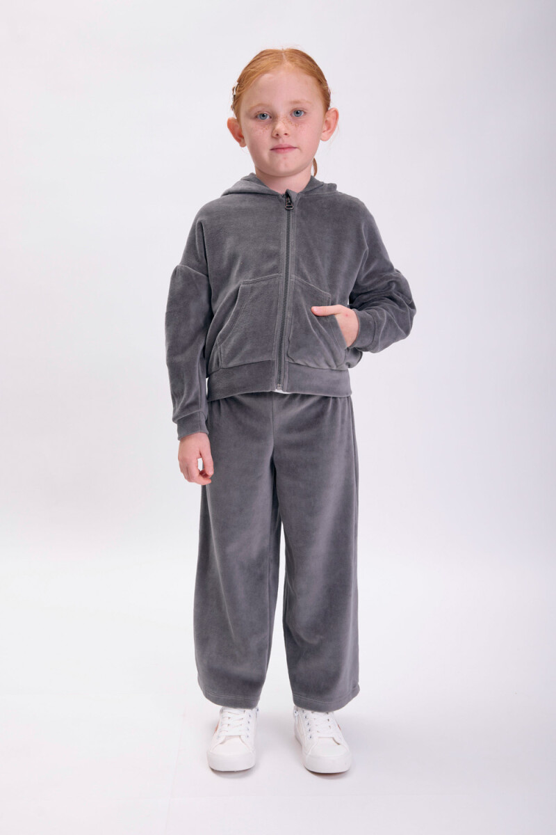 Pantalón plush ancho Gris