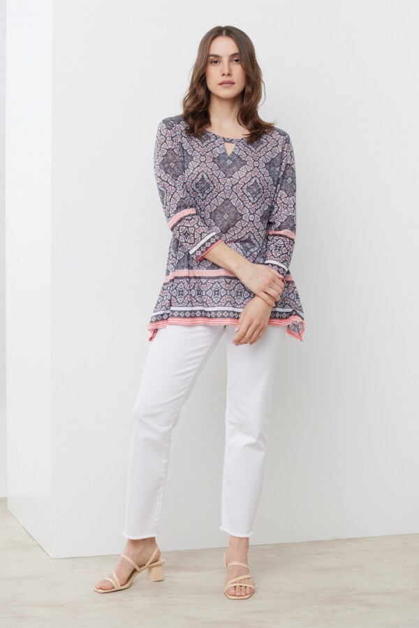 Remera Keyhole NEGRO/MULTI