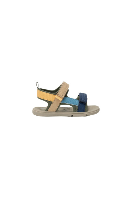 Sandalias con velcro, diseño con tiras multicolores Sandalias con velcro, diseño con tiras multicolores