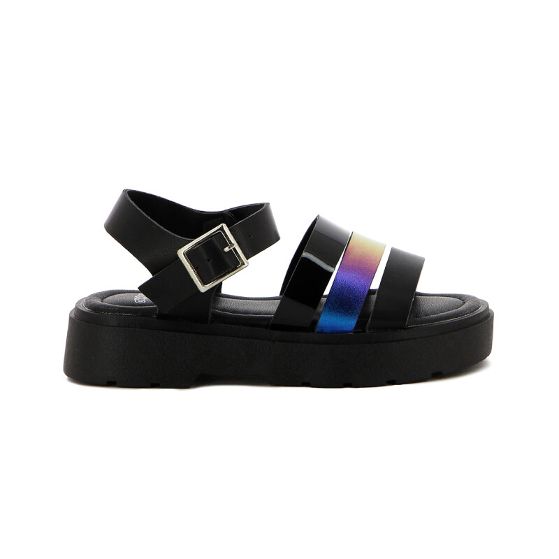 Angus Sandalia Niña Tres Tiras C/ Pulsera Y Hebilla Negro