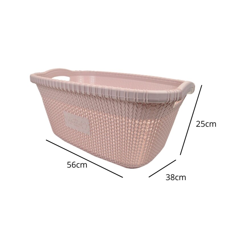 Canasto para ropa símil ratan 40 litros ROSA