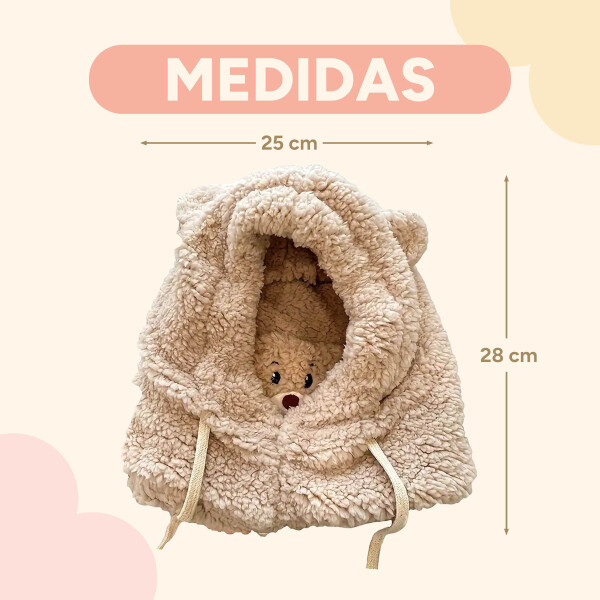 Gorro Pasa Montañas Corderito Orejas Frio Invierno Termico Variante Color Marrón Claro