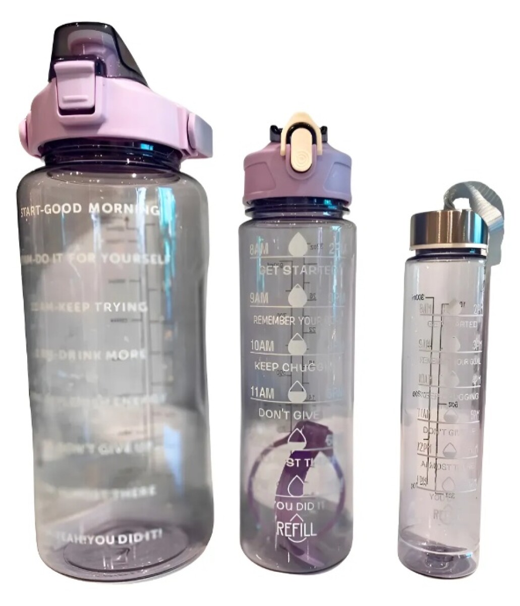 Set 3 Botellas Caramañola Deportivas Motivacionales 