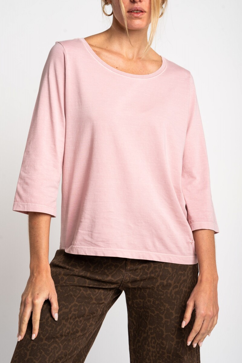 Remera Lavada Manga 3/4 Rosa