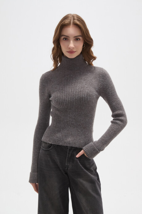 Polera Elizabet Gris Melange Oscuro
