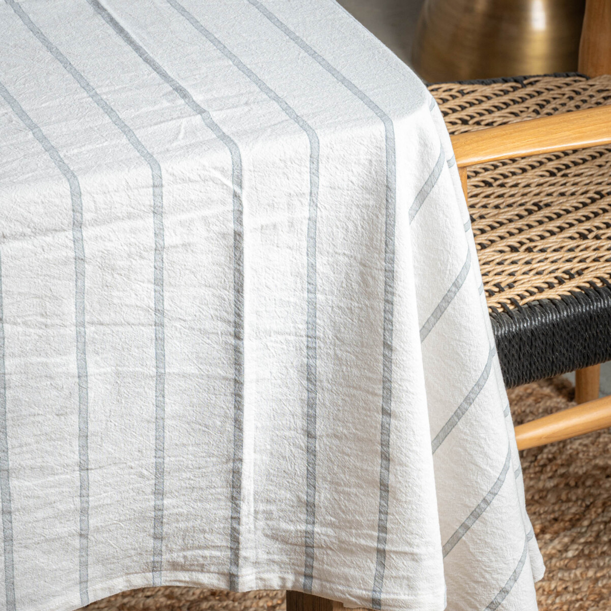 Mantel rectangular 2.60, rayas gris 