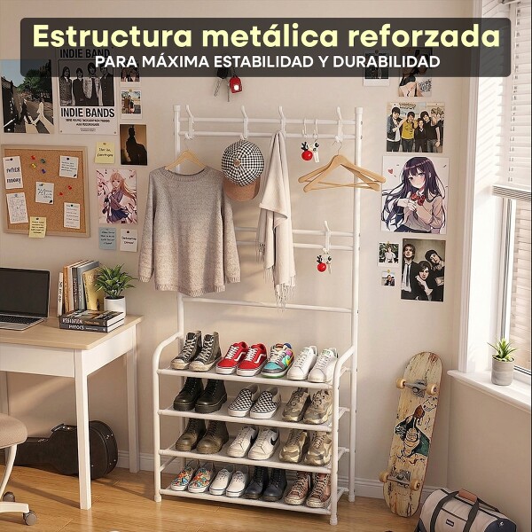 Perchero Ropa Rack Multifuncional Zapatero Organizador Percha Estantes Imback Color Blanco Perchero Ropa Rack Multifuncional Zapatero Organizador Percha Estantes Imback Color Blanco