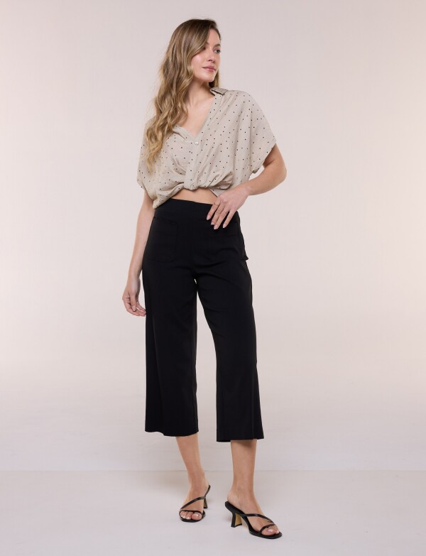 Pantalón Crop Con Bolsillos NEGRO