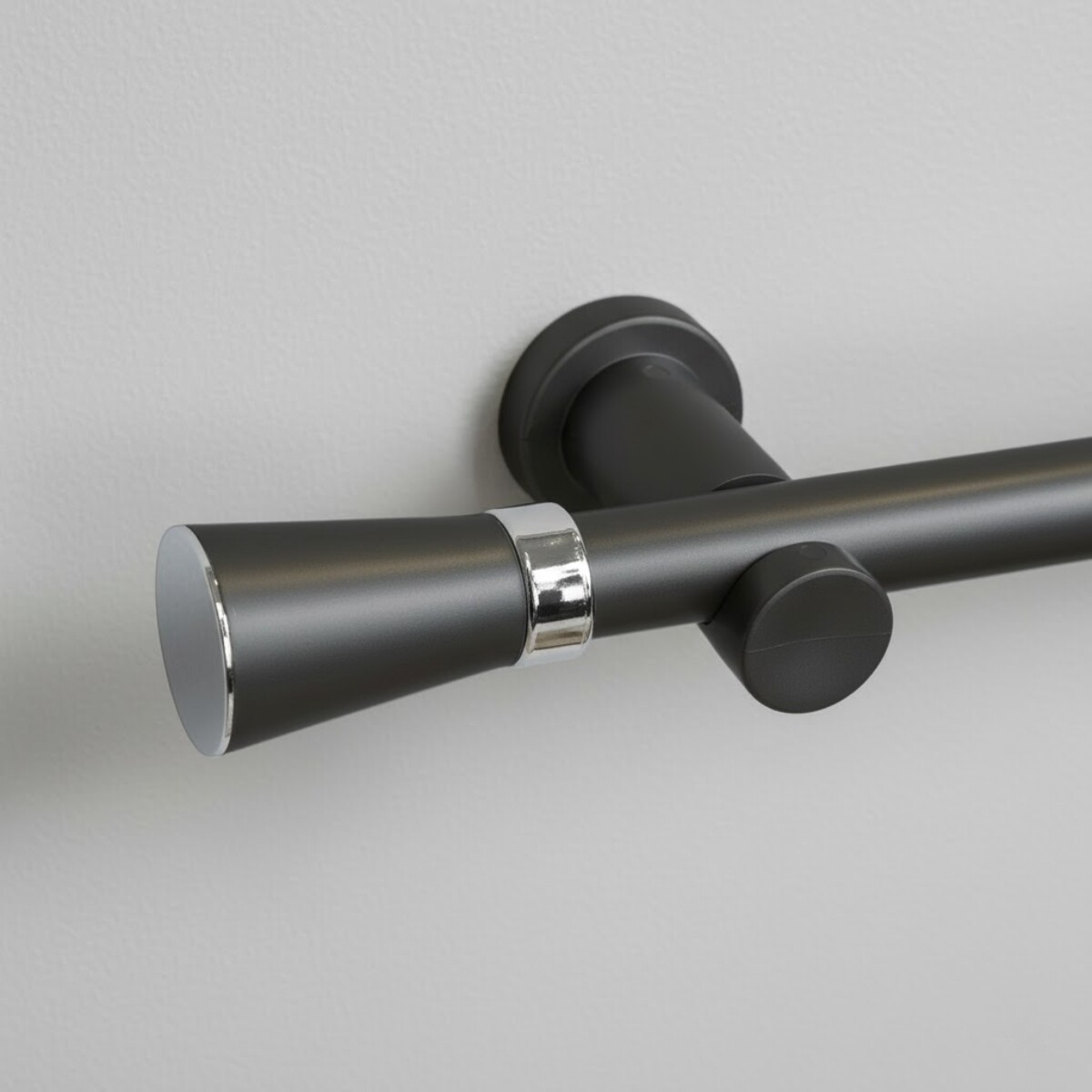 Barrote cortina de metal 2,5 m + 3 Soportes - GRIS OSCURO 