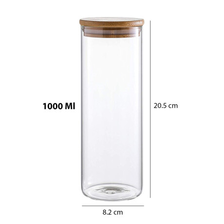 Frasco Recipiente Classic en Vidrio y Tapa en Madera 1000Ml Transparente