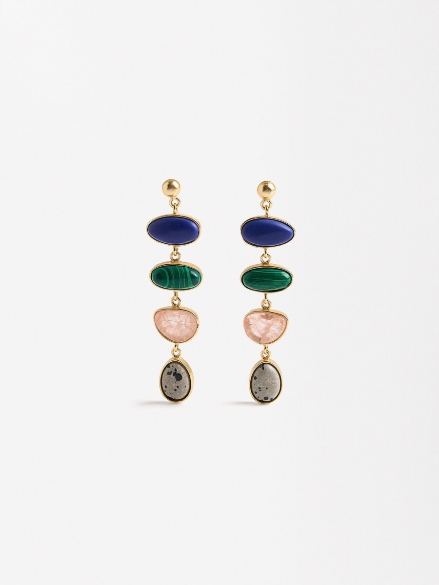 Pendientes Largos Con Piedras multicolor