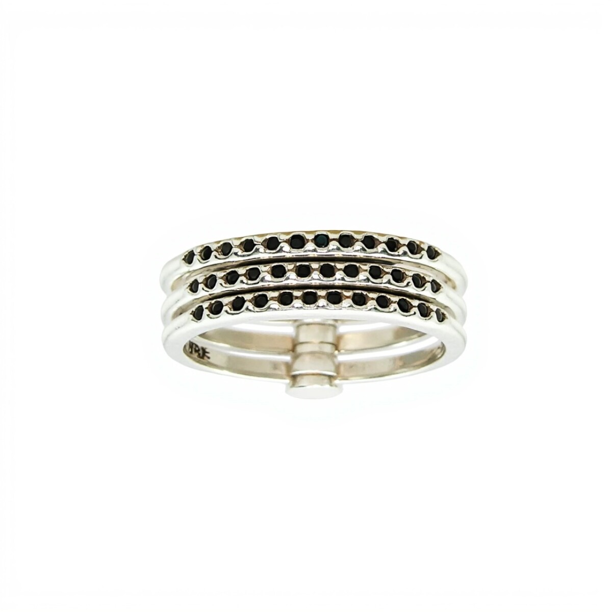 Anillo Triple-Plata 925-Piedra Ónix-AN3851 - conpiedra 