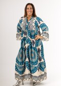 Vestido largo 100% viscosa Made in a Italy Celeste