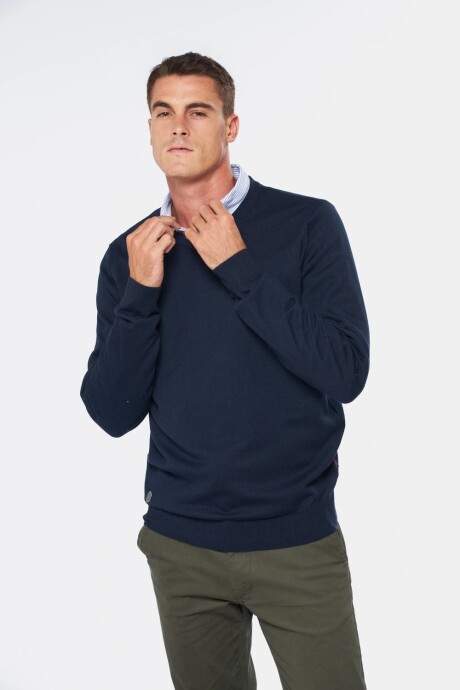 BUZO TEJIDO CUELLO EN V - Azul BUZO TEJIDO CUELLO EN V - Azul