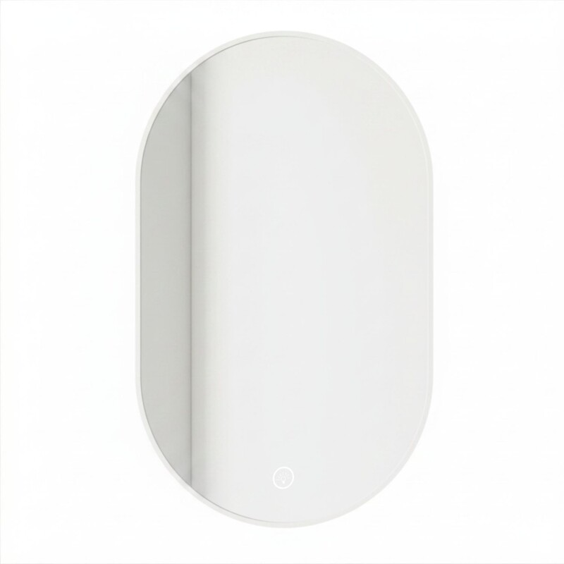 Espejo Vertical Lumax Moddy Marco Ovalado y Luz Led 50x70cm Blanco