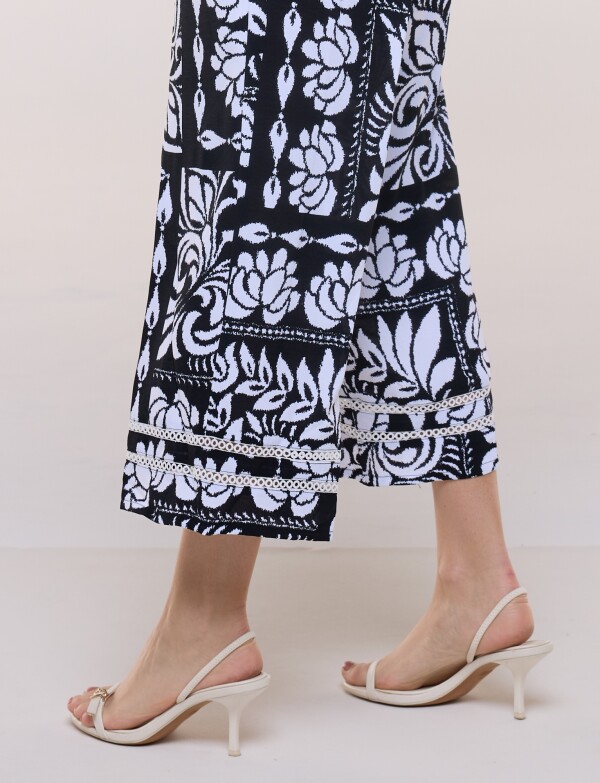 Pantalón Crop Printed NEGRO/BLANCO