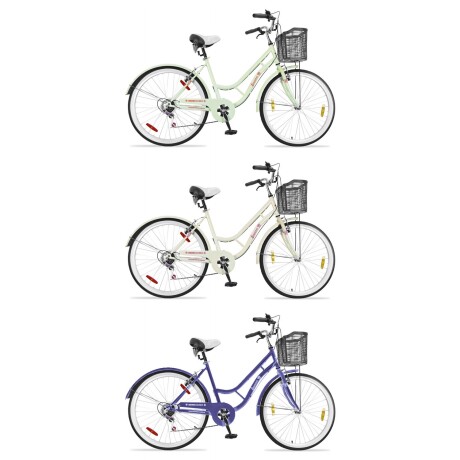 Bicicleta de paseo Baccio Ipanema Lady 6V Vintage rodado 26 con canasto y 6 cambios Crema