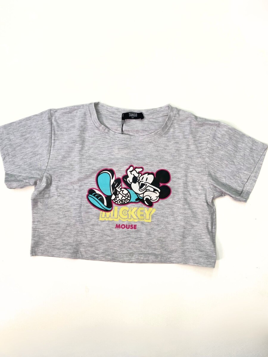 Crop Top Mickey - Gris 