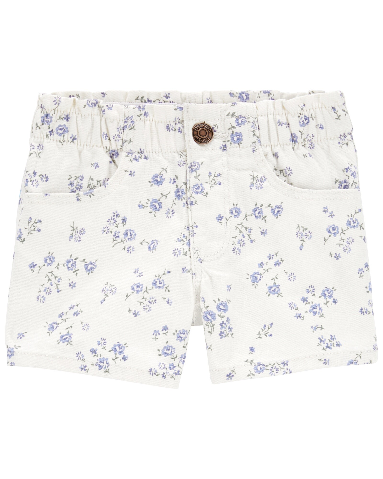 Short de algodón cintura ceñida diseño floral Sin color