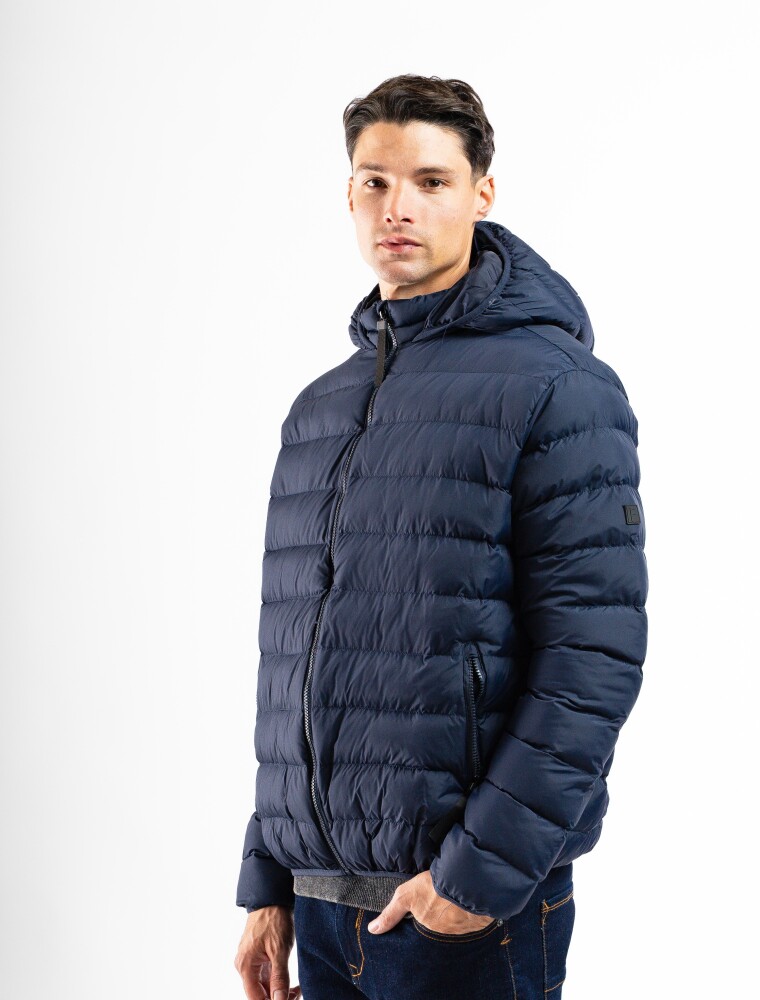 Campera Nylon Capitoneada C/Capucha Granada Marino