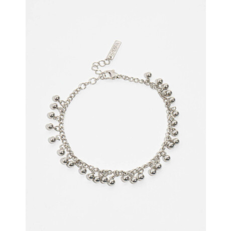 Pulsera Con Bolitas De Metal Plateado Rodio