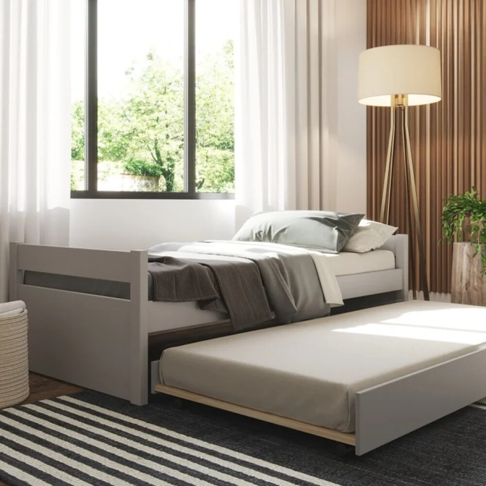 Cama Marinera Doublé 1 Plaza Madera Maciza - Linea Funcional Gris