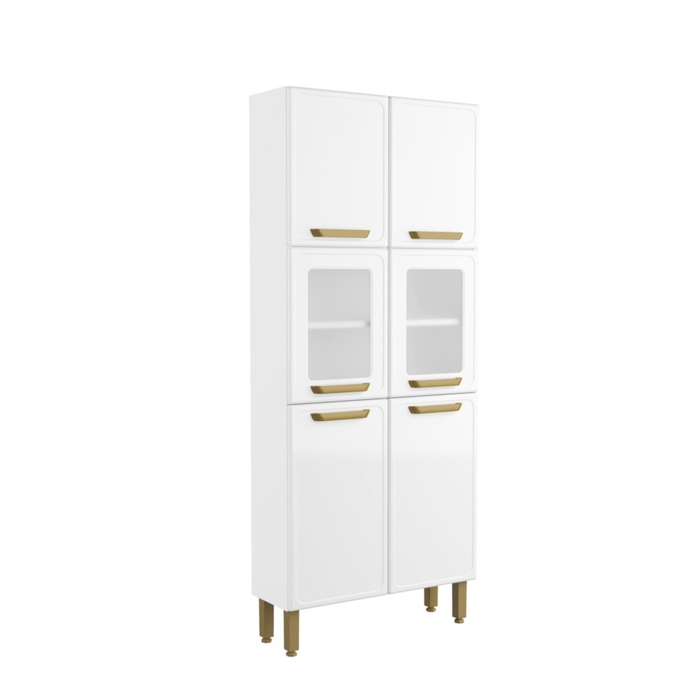 Armario 6 Puetas Vidrio Steel Blanco