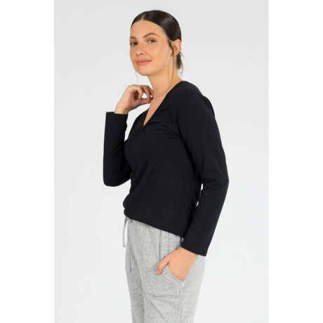 Remera básica algodón elastano Negro