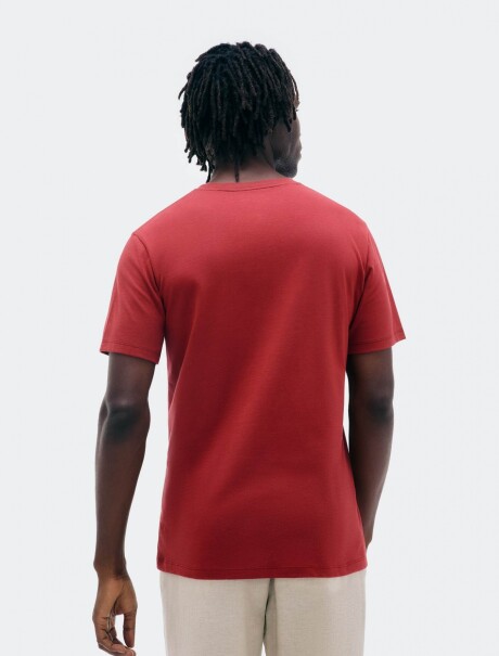 CAMISETA BÁSICA MANGA CORTA CUELLO EN V ROJO