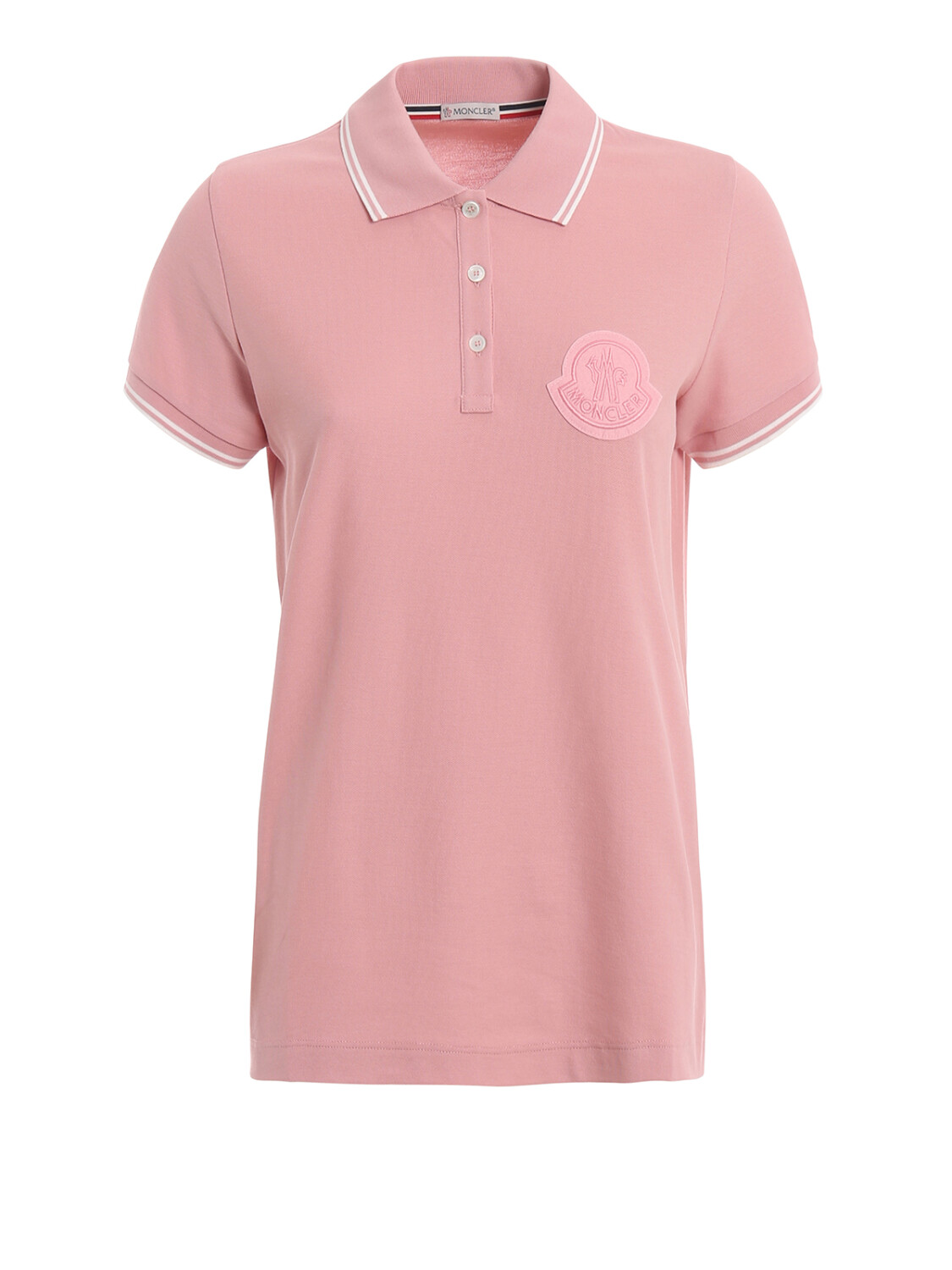 Moncler -Remera polo de algodón manga corta Rosado