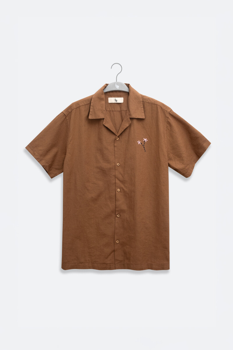 FLORAL CAMP-COLLAR BOXY SHIRT Clay