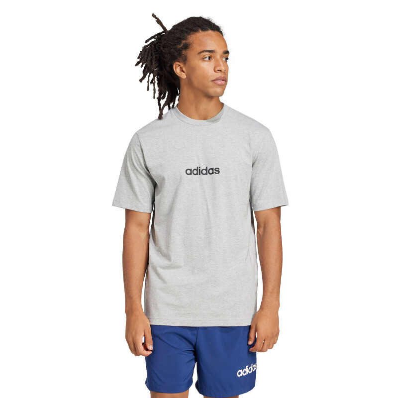 Remera de Hombre Adidas Essentials Linear Gris - Negro
