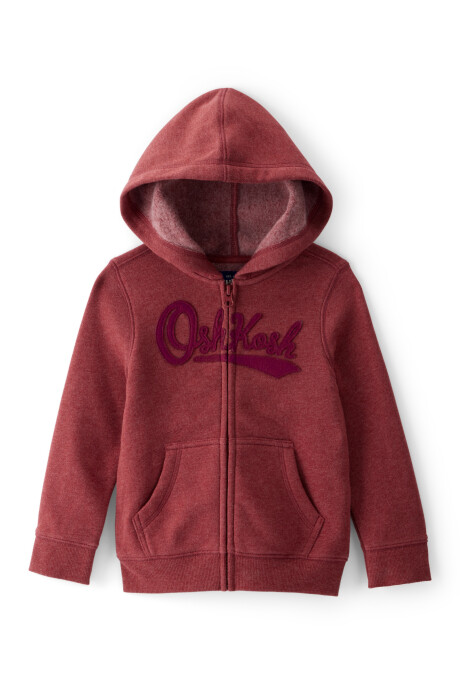 Campera de algodón con felpa, roja. Talles 2-5T Sin color