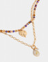Collares Cortos Con Piedra Natural Collar Corto Bañado En Oro Con Piedra Natural - Dorado
