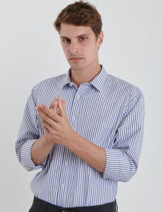 012626 CAMISA HARRINGTON LABEL Blanco/azul