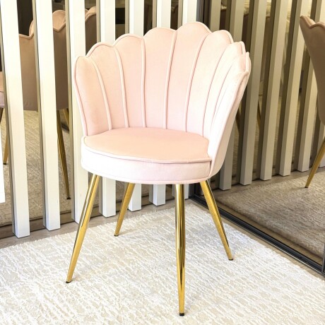 Silla Terciopelo Rosa Base Dorada VELVET Silla Terciopelo Rosa Base Dorada VELVET