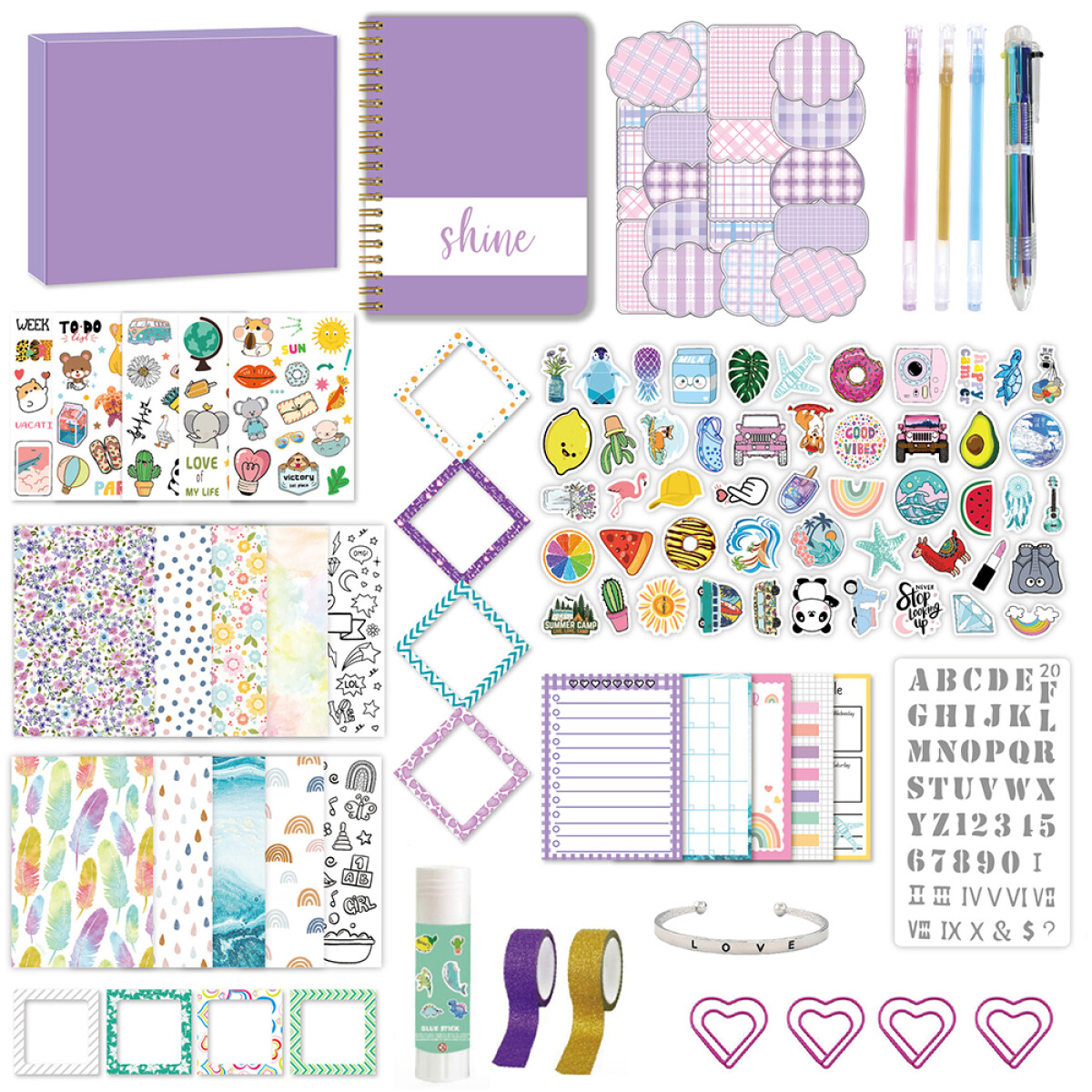 Set De Papelería Infantil Pastel - Lila 