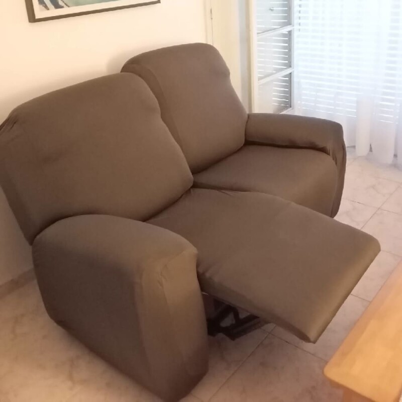 Funda sillón reclinable 2 cuerpos lisa gris