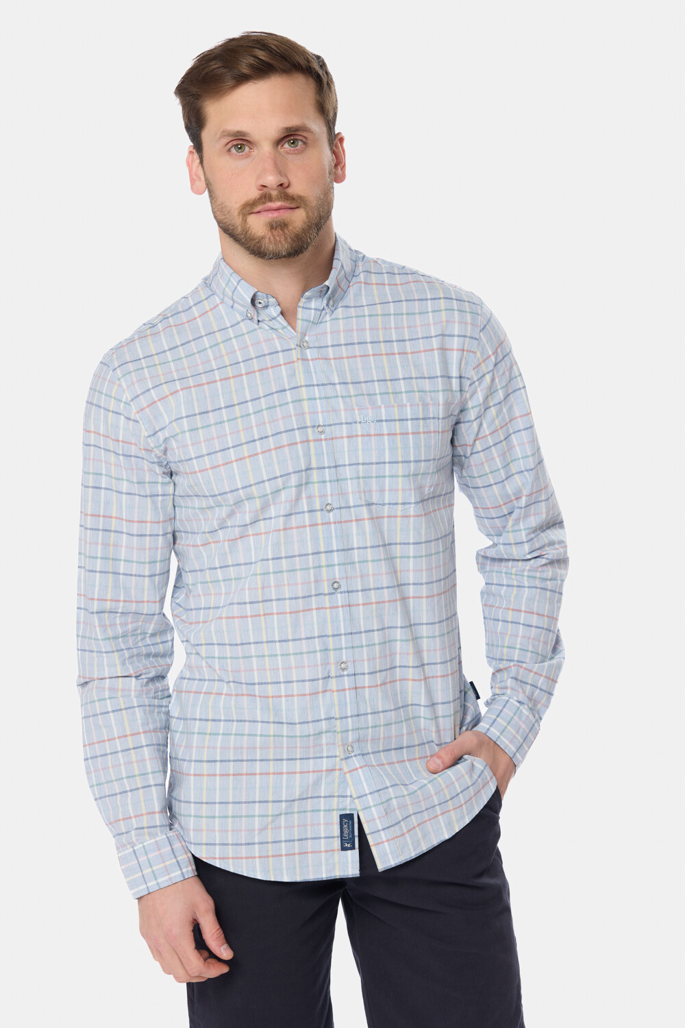 CAMISA A CUADROS Celeste