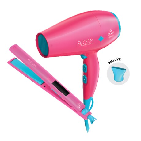 Set Gama Planchita Y Secador Bloom Pink Set Gama Planchita Y Secador Bloom Pink