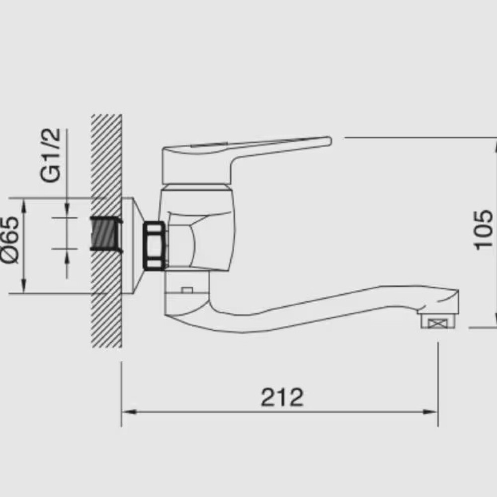 Grifería de cocina Monocomando de pared Golf Pico bajo Gris Grifería De Cocina Monocomando De Pared Golf Pico Bajo Gris
