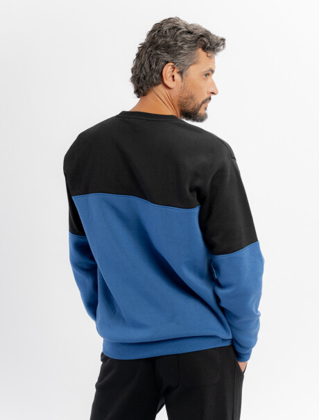 Buzo felpa combinado azul