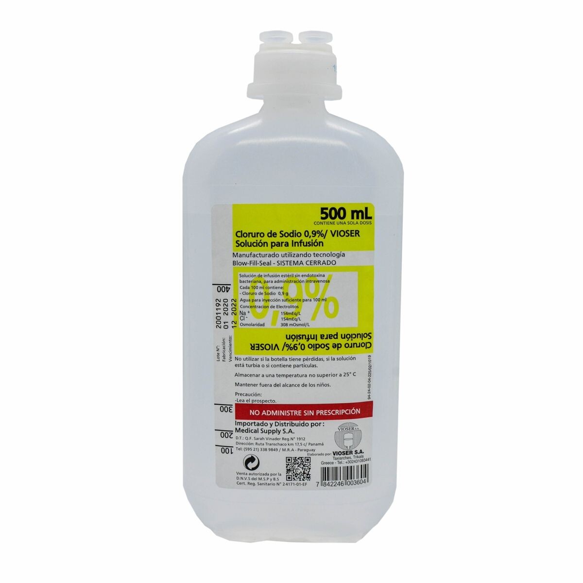 SUERO FISIOL. 0, 9% VIOSER FR. X 500 ML. 